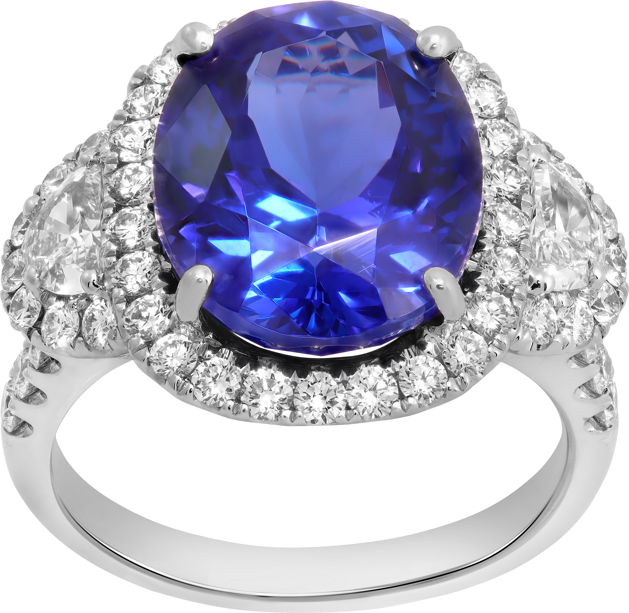 Tanzanite and diamonds ring in 18K white gold