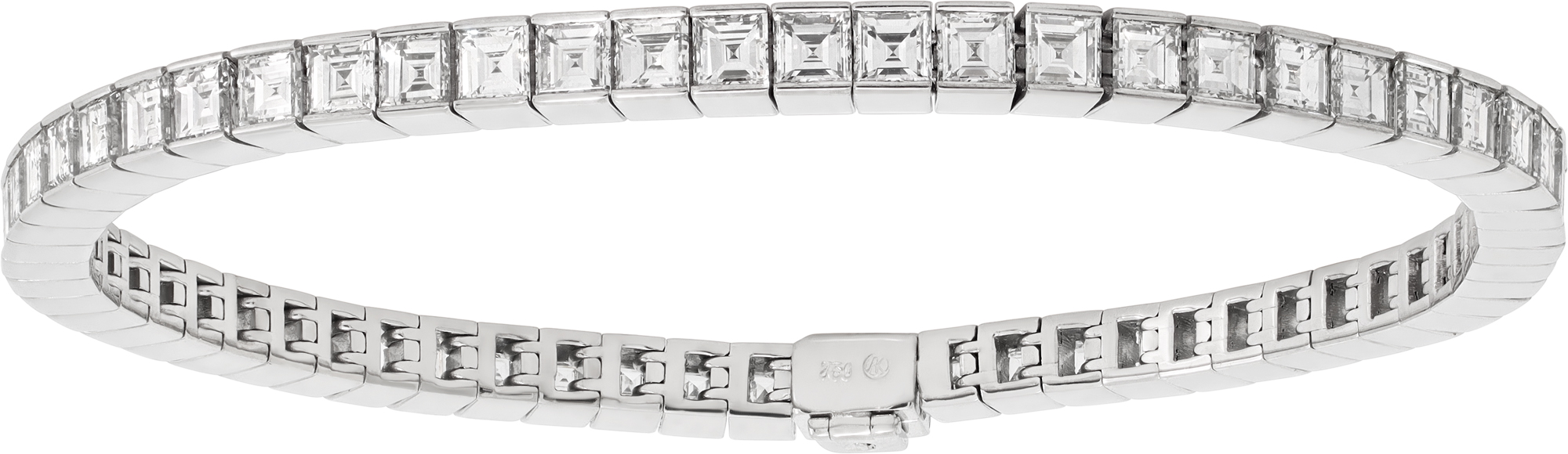Tennis bracelet in 18k white gold carre cut diamonds S521690