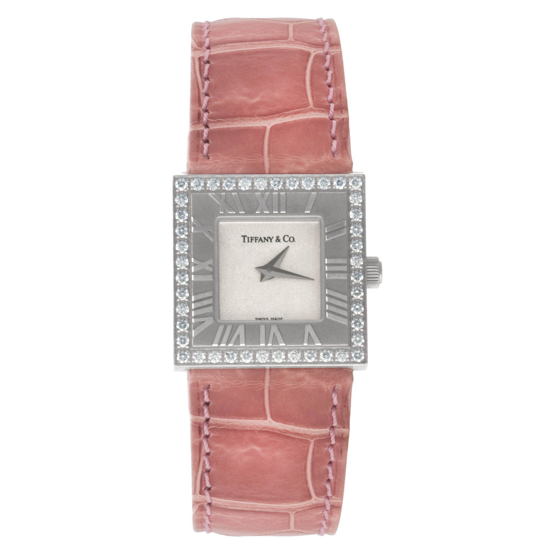 Pre-owned Tiffany & Co. Atlas l3760 18k White Gold, White dial,