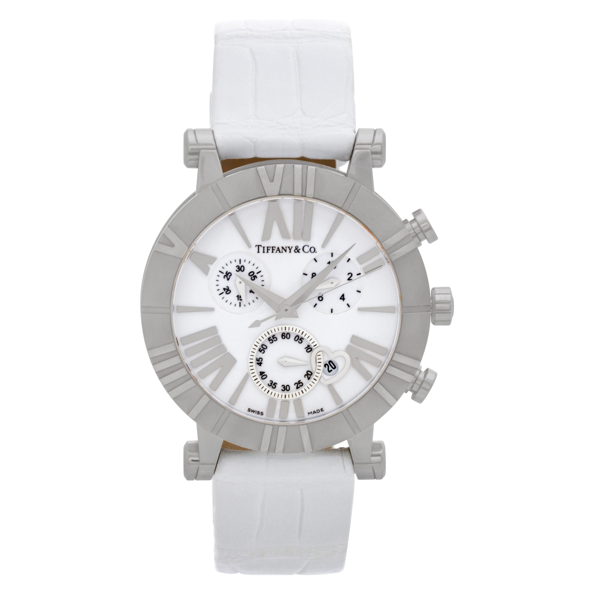 Tiffany & Co. Stainless Steel Roman Numeral Atlas Mark Round