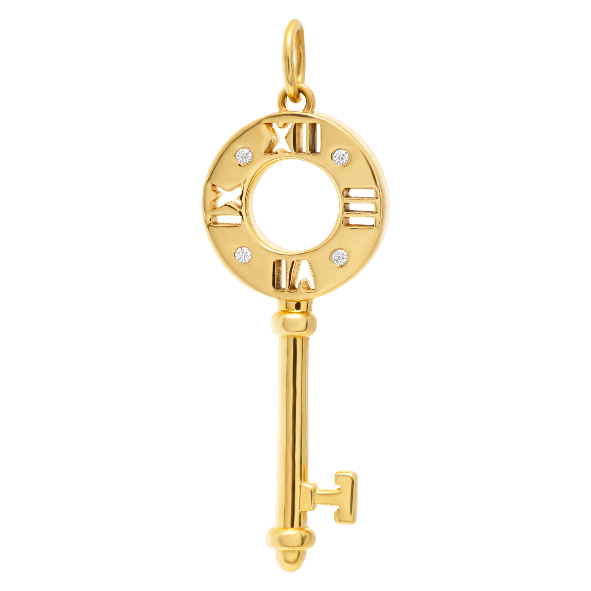 Tiffany & Co "Atlas" key charm with diamonds in 18k on a 14k chain Tiffany & Co "Atlas" key charm with diamonds in 18k on a 14k chain