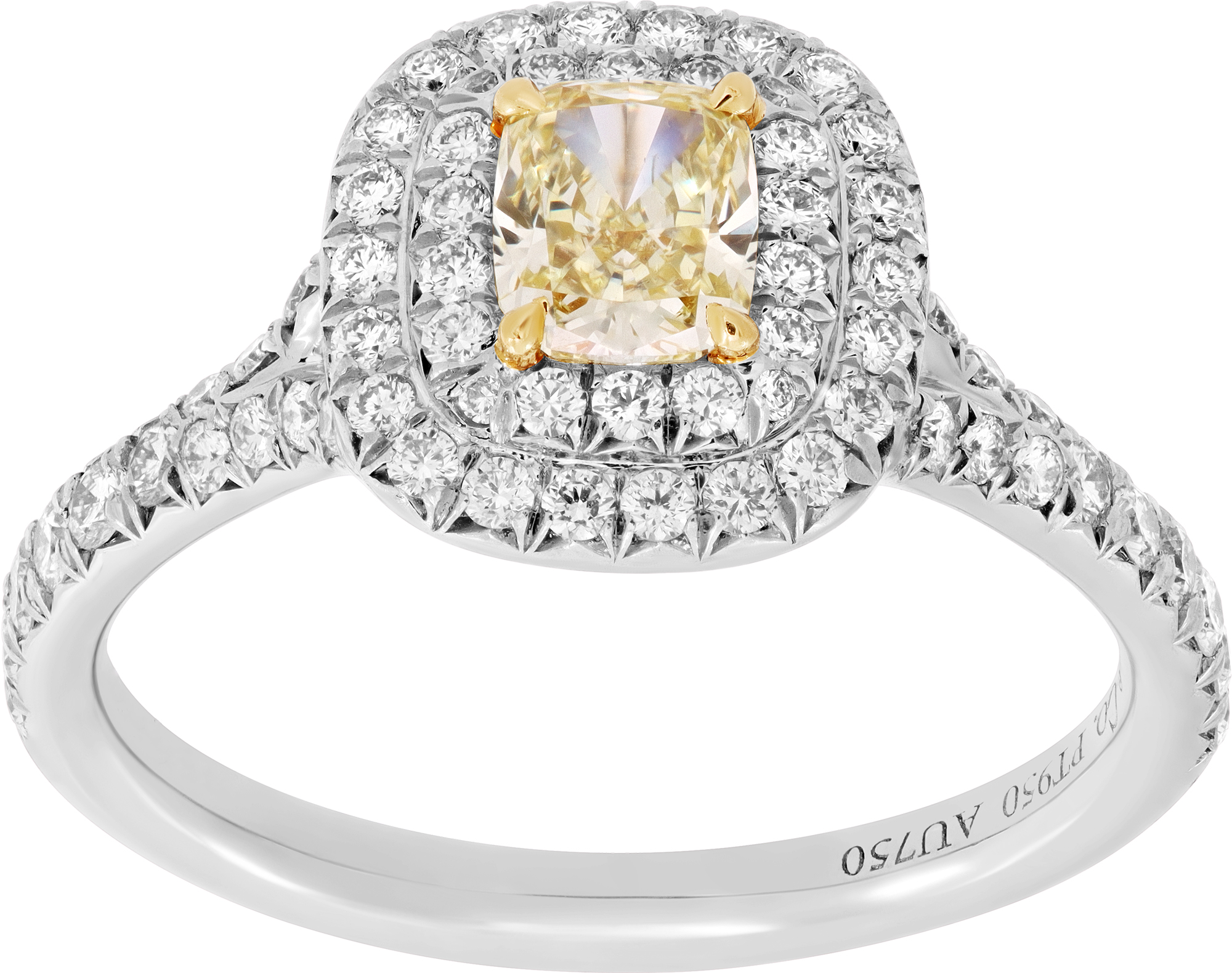 Tiffany & Co. Fancy Yellow diamond engagement ring 0.54 carat cushion cut diamond