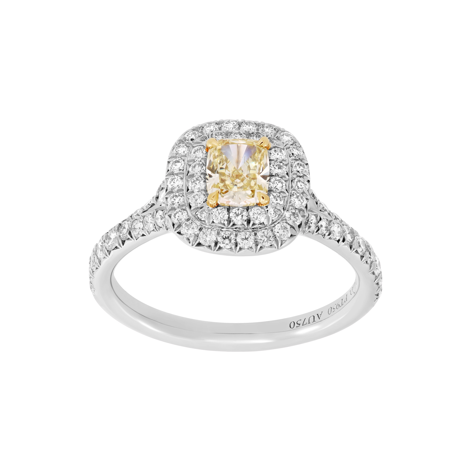 Tiffany & Co. Fancy Yellow diamond engagement ring 0.54 carat cushion cut diamond S521686