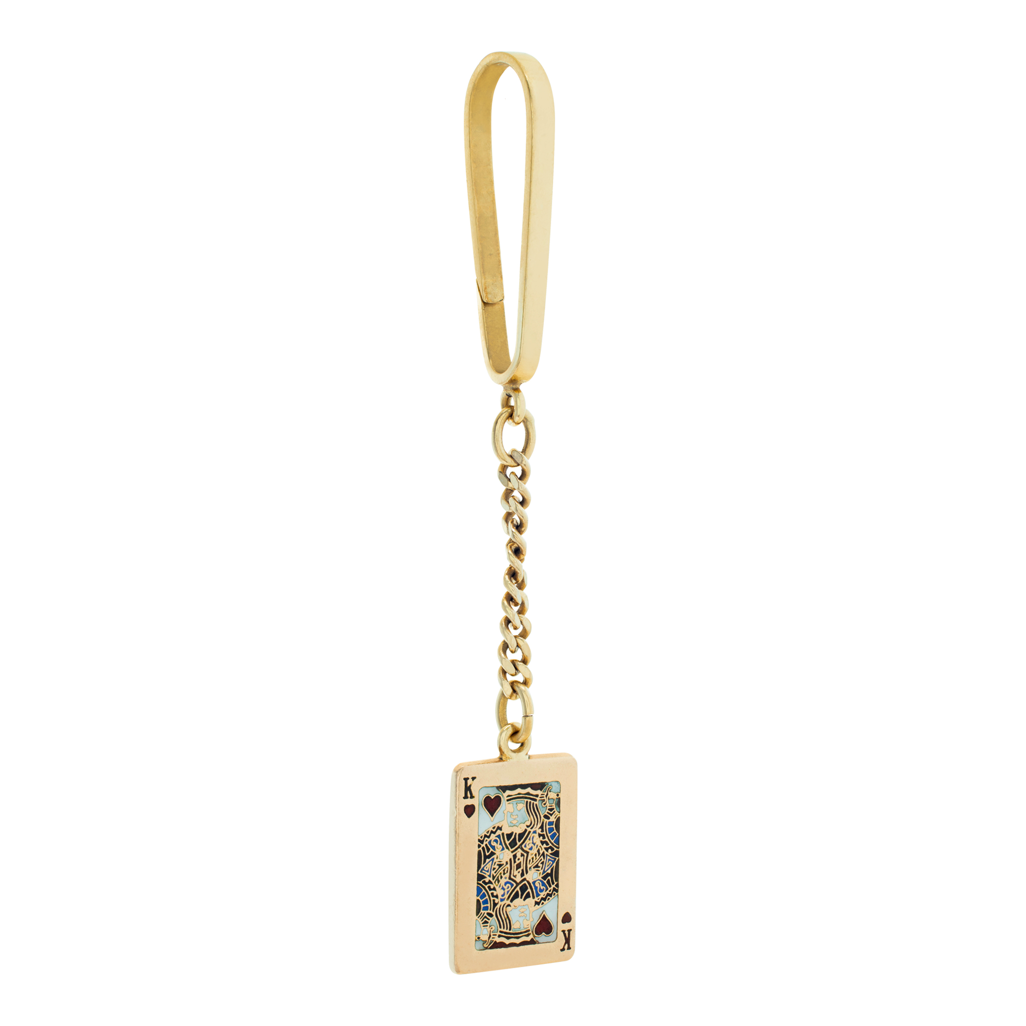 Tiffany & Co King of Hearts playing card motif key chain in 14k