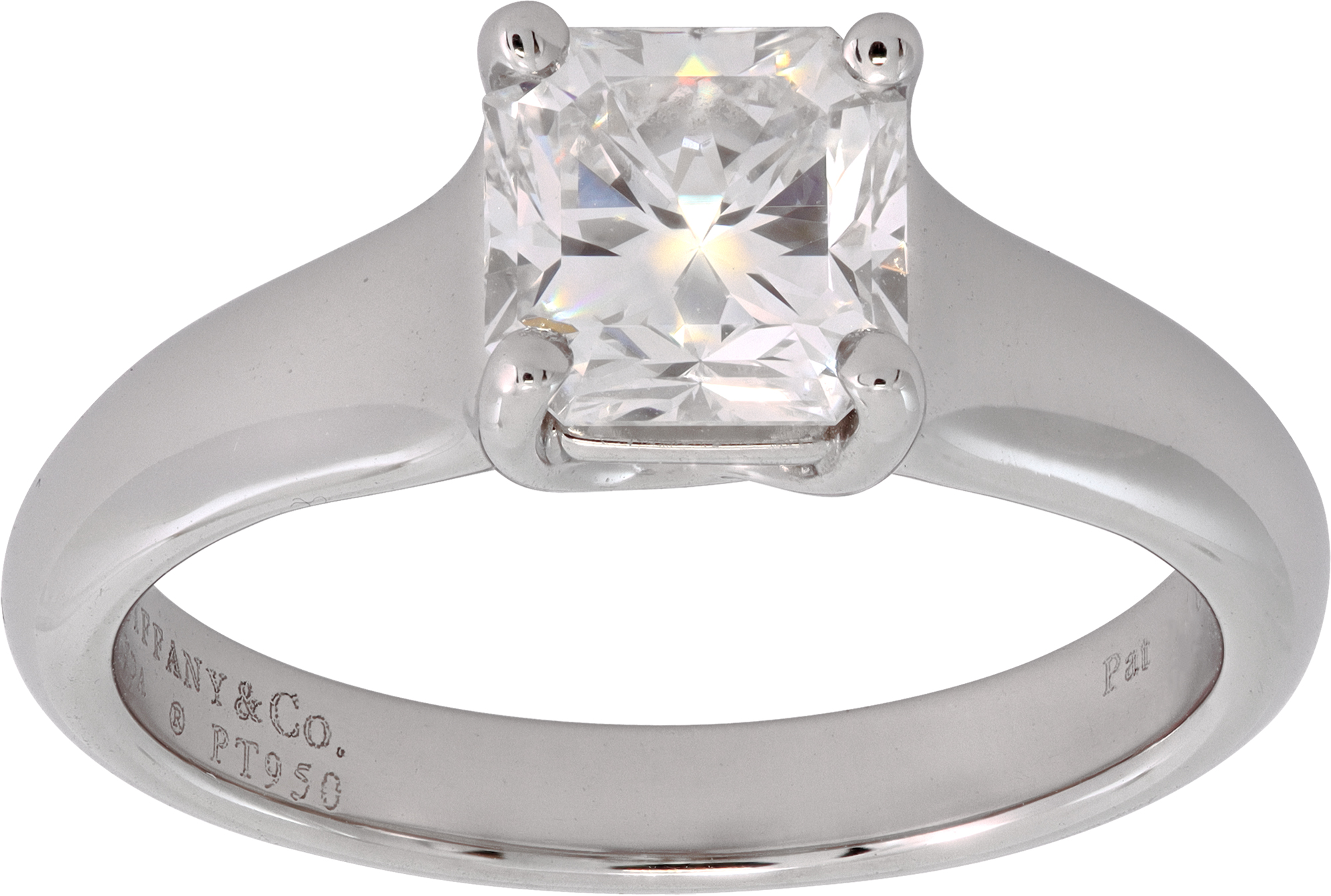 Tiffany & Co. Lucida cut 1.25 carat H color, VVS1 clarity ring in platinum