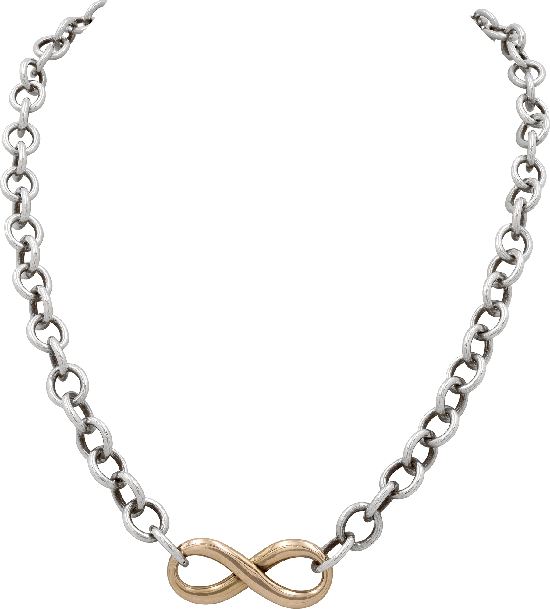 Tiffany and Co Necklace in stereling silver with infinity Rubedo metal center piece