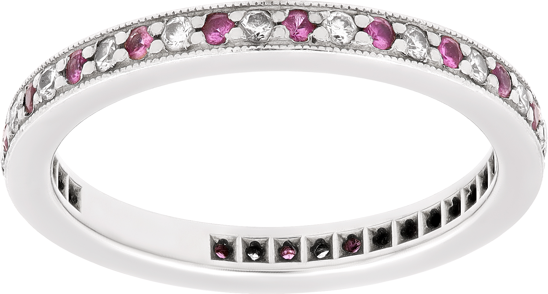 Tiffany & Co. pink sapphire and diamond platinum band S522304
