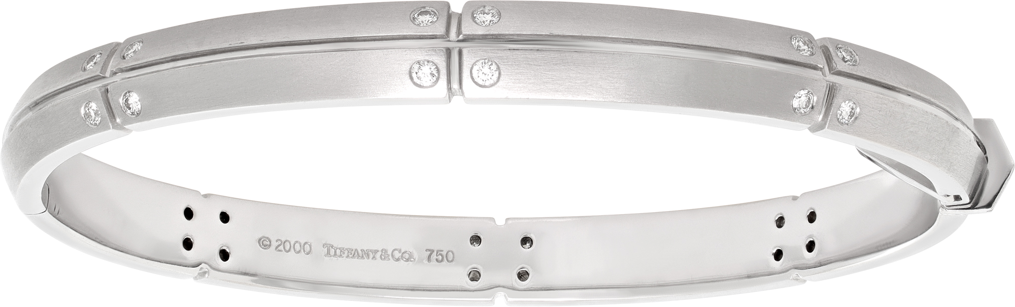 Tiffany & Co. Streamerica 18k white gold diamond hinged | Gray & Sons