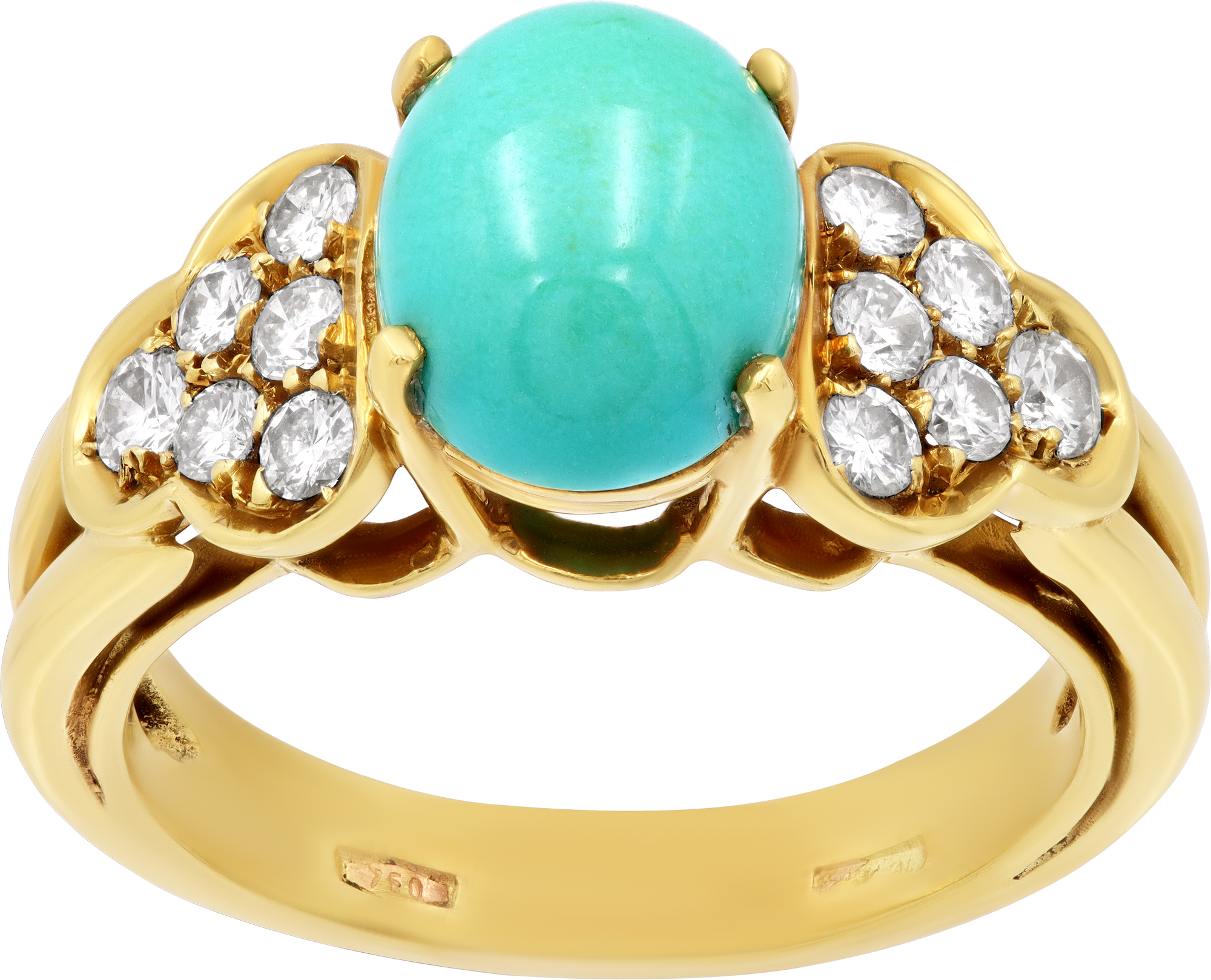 Turquoise and diamond ring in 18k yellow gold S521972