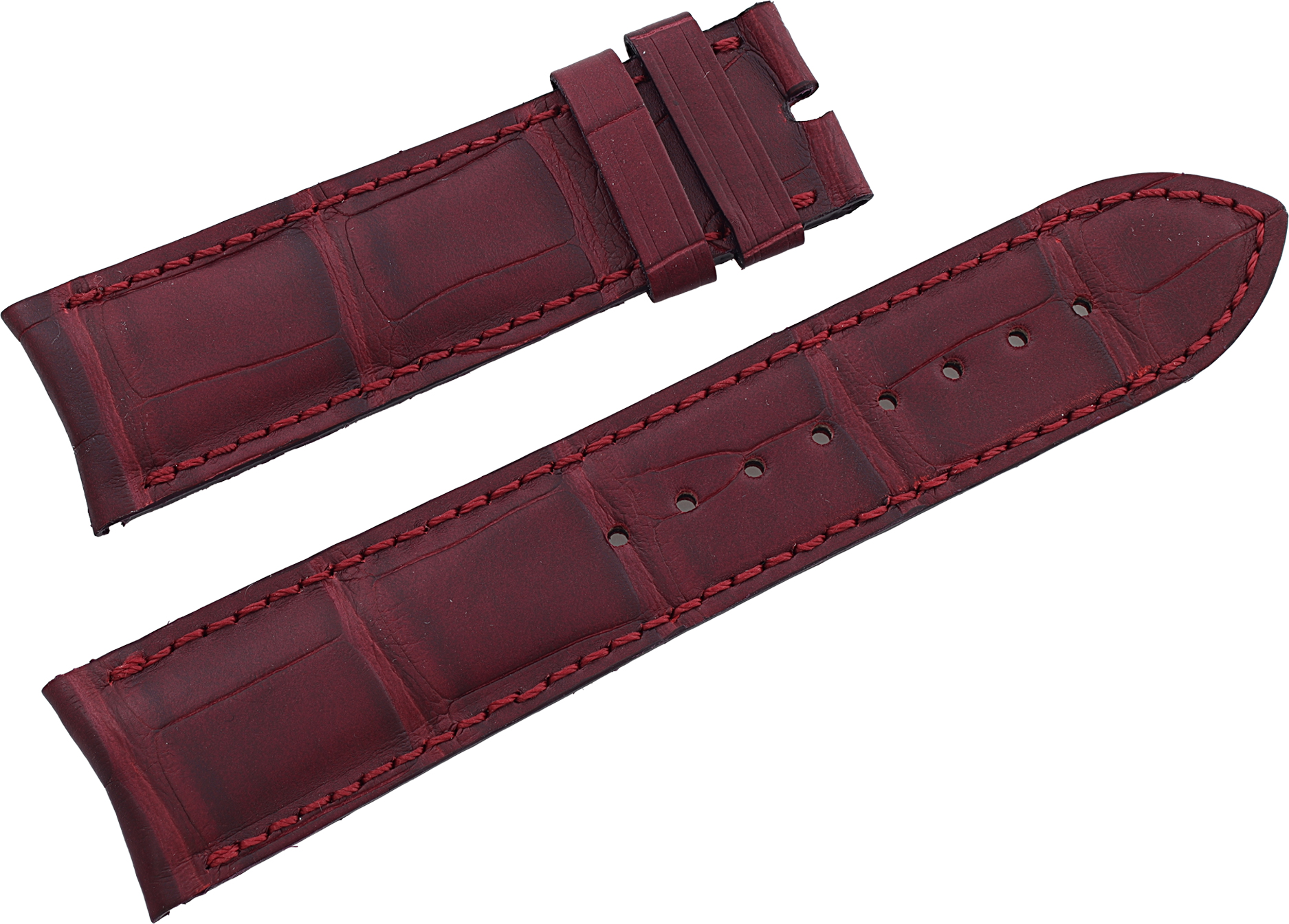 Vacheron Constantin "Burgundy" curved strap with red stitching (22 mm x 20mm)