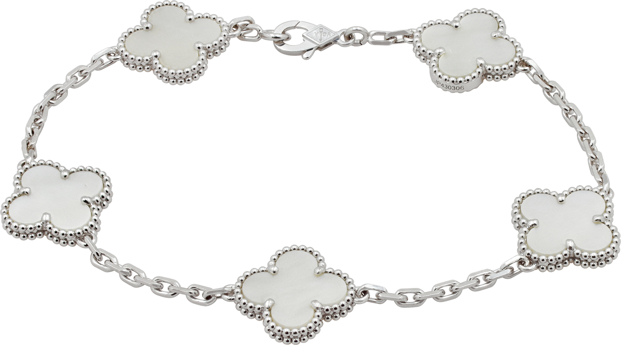 Van Cleef & Arpels bracelet Vintage Alhambra bracelet, 5 motifs in 18k white gold white mother of pearl S522139