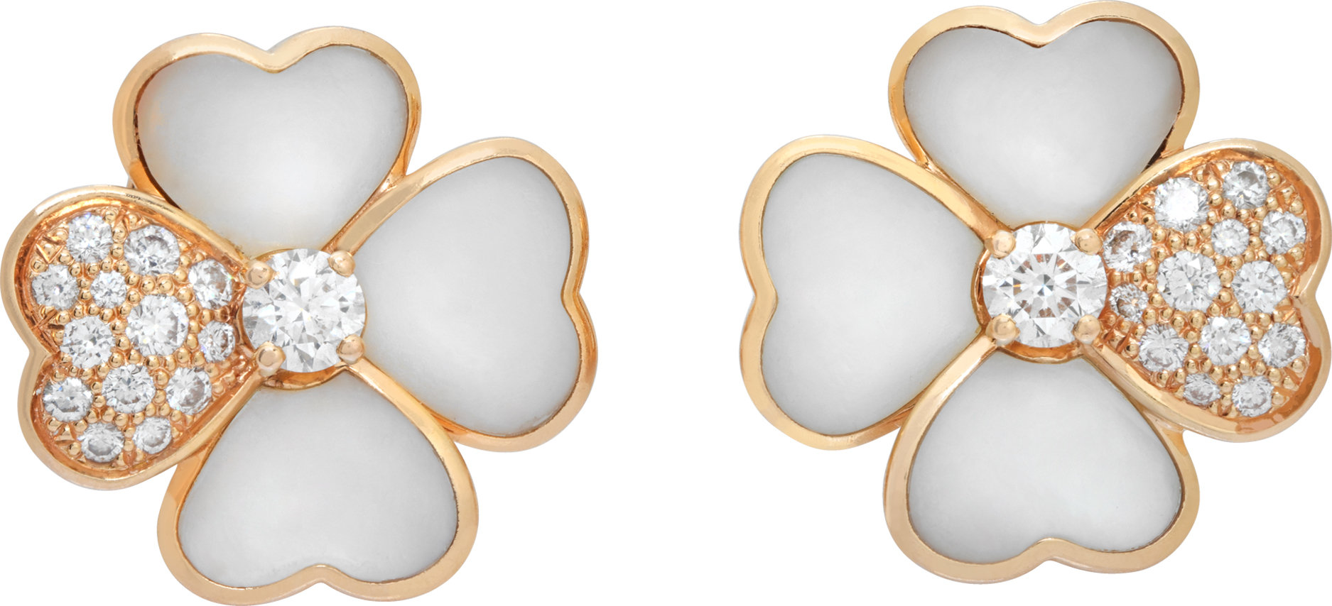 Van Cleef & Arpels Cosmos earrings in 18k with mother of pearl & diamonds