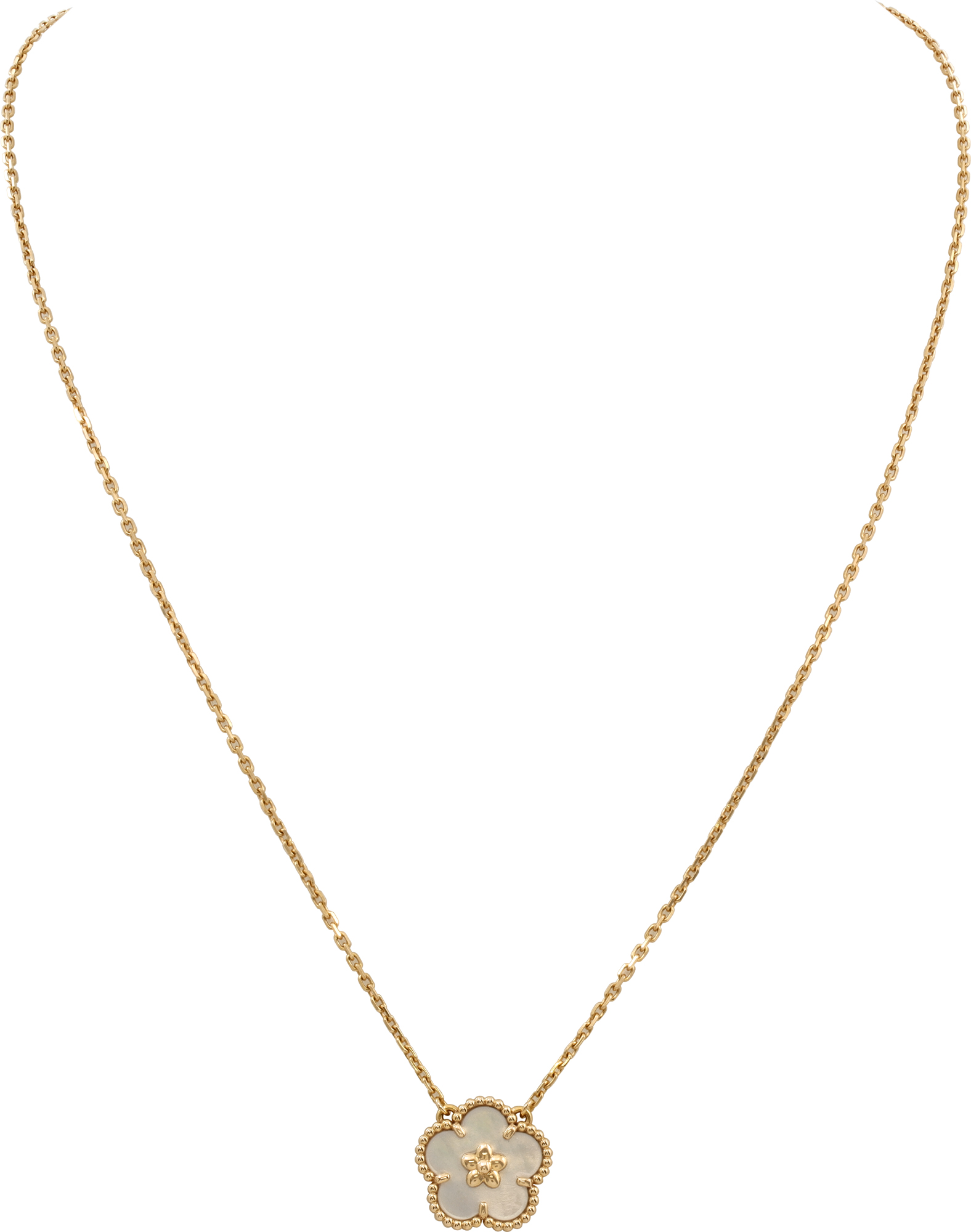 Van Cleef & Arpels Lucky Spring Pendant, Plum Blossom. Rose Gold, White Mother of Pearl