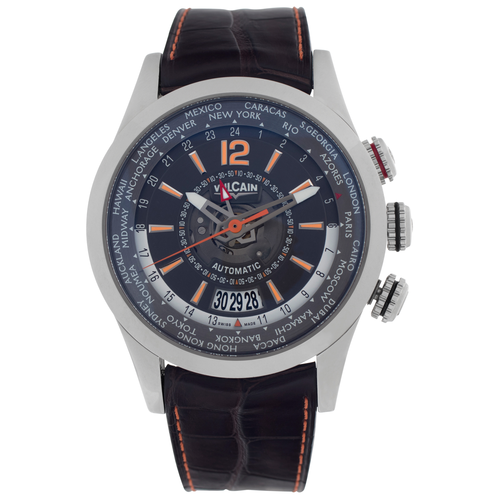 Preowned Vulcain World Time 210129.193 stainless steel 42mm