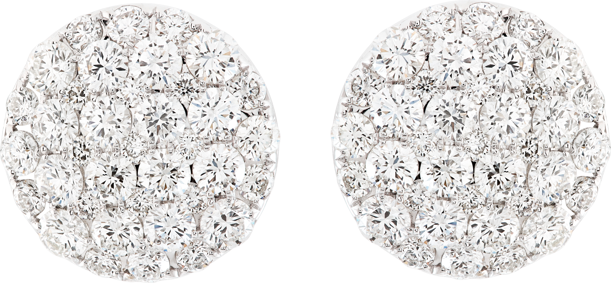 White gold diamond studs, approximatly: 3.46 carats