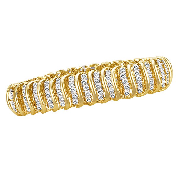 Wide bracelet in 10K yellow gold with diamonds | Gray & Sons