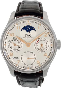 IWC Portuguese Perpetual Calendar with day, date, month, moonphase, year, and power-reserve displays