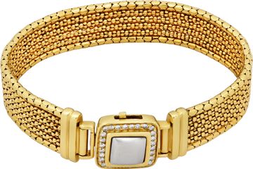14k Gold Mesh bracelt with diamond pave details on clasp with  square clasp