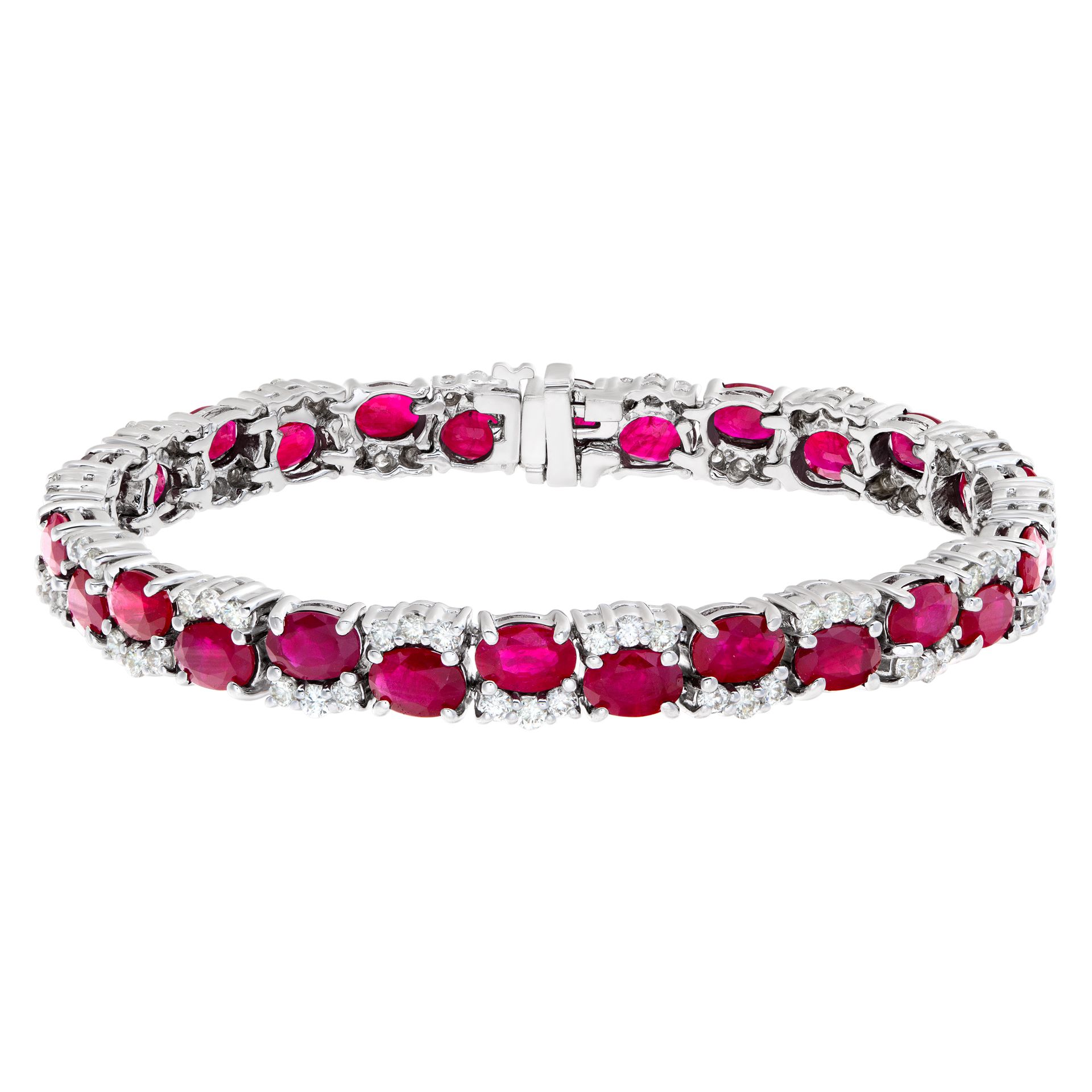 14k white gold bracelet w 16.05 cts in rubies and 2.65 cts in