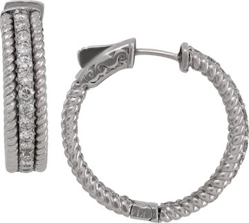 14k white gold hoop earings with pave diamonds