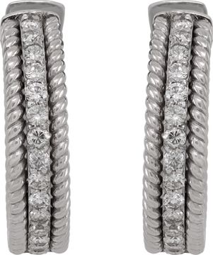 14k white gold hoop earings with pave diamonds