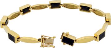 18k yellow gold bracelet with onyx accents