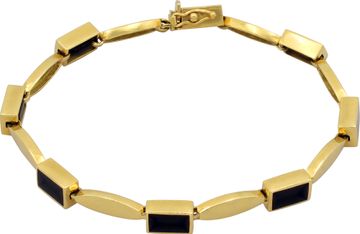 18k yellow gold bracelet with onyx accents