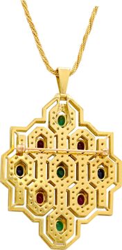 18K Yellow Gold Ruby, Emerald, & Sapphire Diamond-Set Jewelry Suite