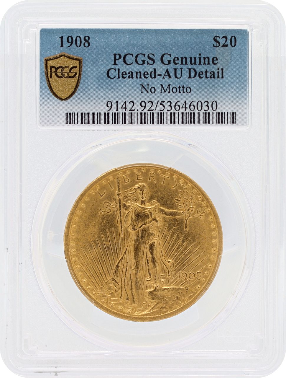 1908 $20 St. Gaudens Gold Coin. PCGS Genuine - AU - | Gray & Sons