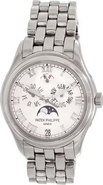Patek Philippe Annual Calendar watch with day, month, pointer date, moonphase, and power-reserve displays