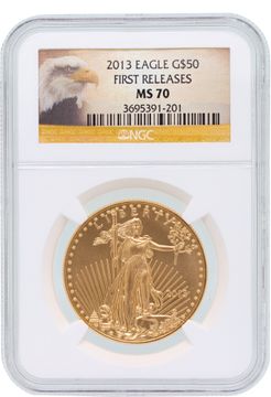 2013 $50 Gold St. Gaudens Double Eagle Coin Includes 1 Oz Of Pure Gold. Coin Has Been Graded Ms70 By Ngc.