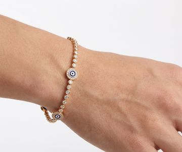Aaron Basha The Liza evil eye diamond bracelet in 18k rose gold