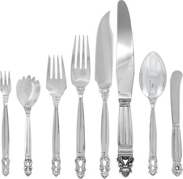 Georg Jensen Sterling Silver Acorn Flatware Set
