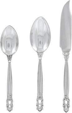 "ACORN" Sterling Silver Flatware Set patented by Georg Jense