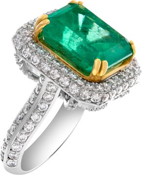 AGL certified 13.01 carat emerald ring in platinum & 18k with 4 carats in pave diamonds Ring Collection