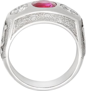 AGL certified Burma (Myanmar) red ruby (NO HEAT) ring set in platinum with 2 diamonds