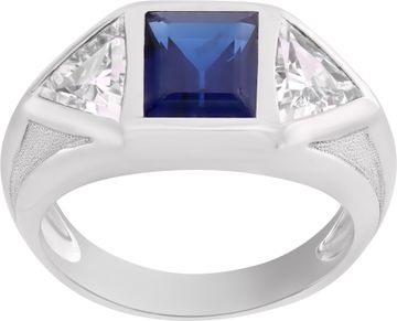 AGL Certified Sapphire ring in platinum with 2 trillon cut diamonds AGL Certified Sapphire ring in platinum with 2 trillon cut diamonds (approximately 0.60 carats each)