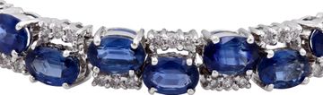 Alternating Diamond and Sapphire line bracelet in 14k white gold