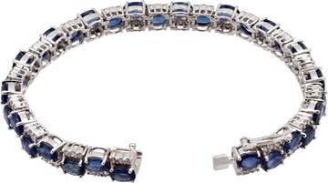 Alternating Diamond and Sapphire line bracelet in 14k white gold