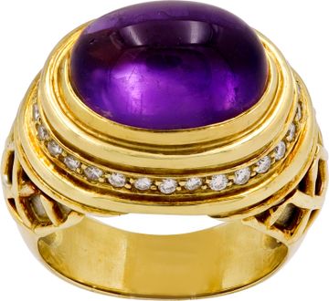Amethyst and Diamond ring set in Platinum and 18k yellow gold Ring Collection