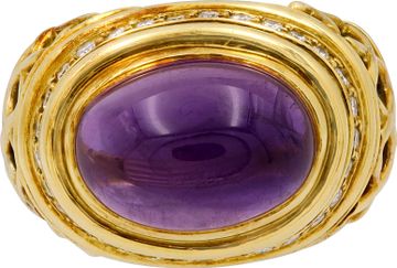 Amethyst and Diamond ring set in Platinum and 18k yellow gold
