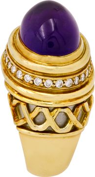 Amethyst and Diamond ring set in Platinum and 18k yellow gold