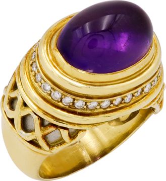 Amethyst and Diamond ring set in Platinum and 18k yellow gold