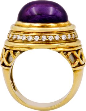 Amethyst and Diamond ring set in Platinum and 18k yellow gold