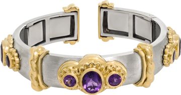 Amethyst bangle in 18k yellow gold and stainless steel Bracelet Collection