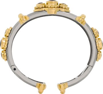 Amethyst bangle in 18k yellow gold and stainless steel