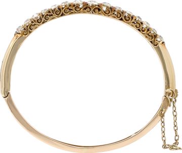 Antique Diamond Bangle in 14k yellow gold