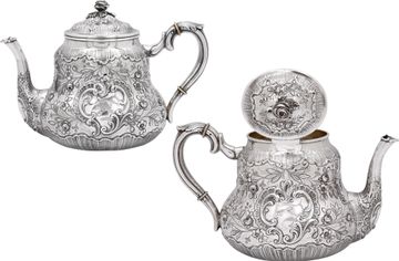 Antique Victorian English Sterling Silver Four-Piece Tea set