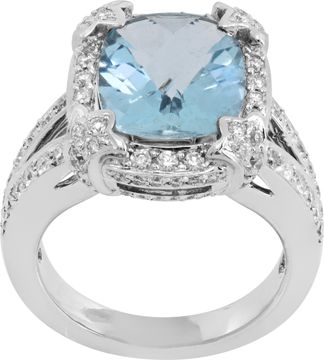 Aquamarine cusion shape center faceted ring Aquamarine cusion shape center faceted ring Ring Collection