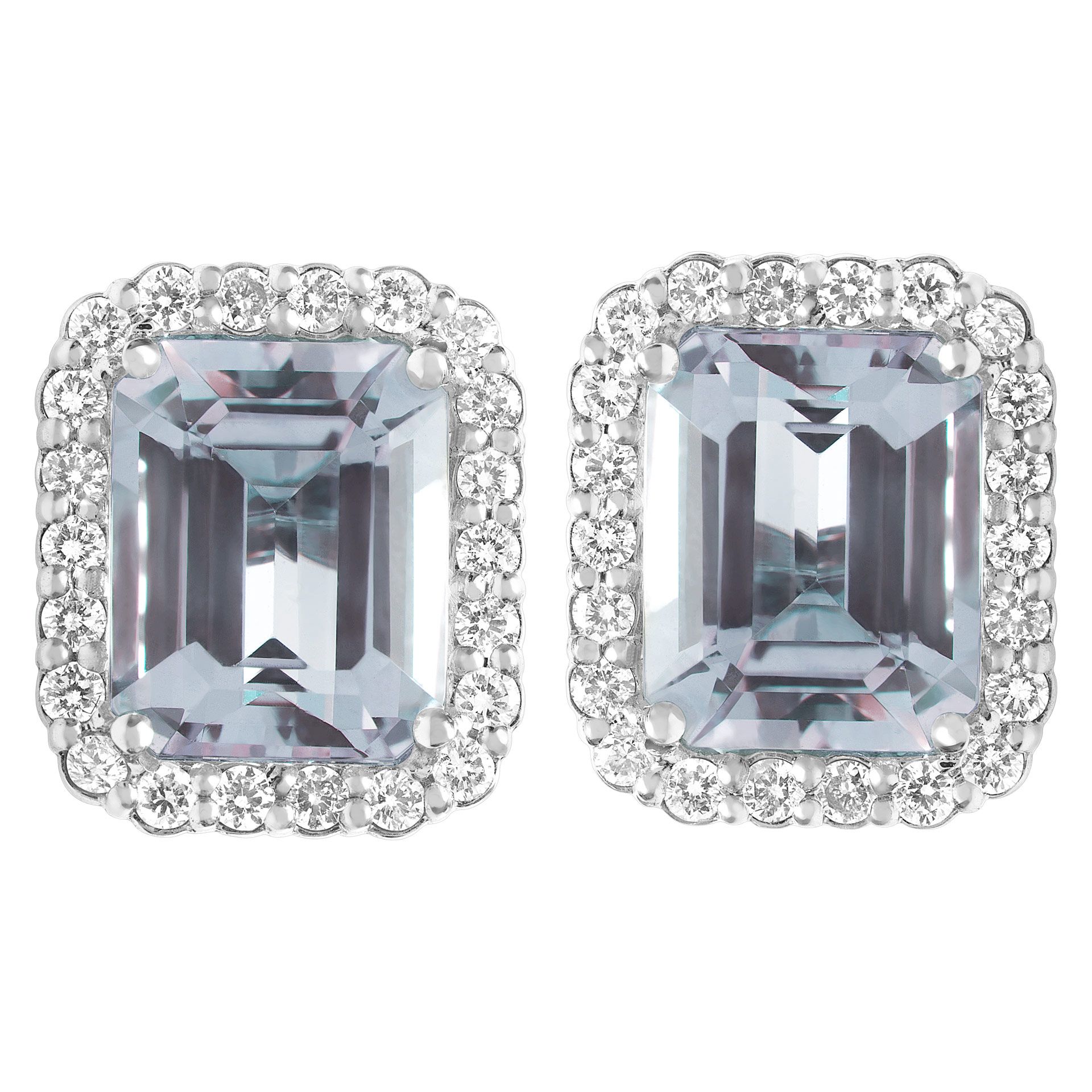 Aquamarine earrings with 0.66 cts in diamonds | Gray & Sons